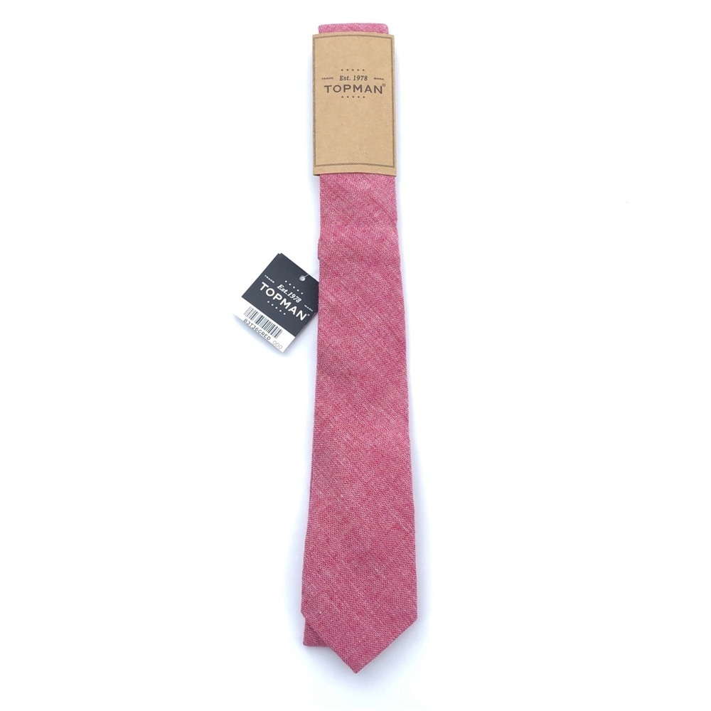 TOPMAN Men’s Red White Tweed Cotton Slim Neck Tie